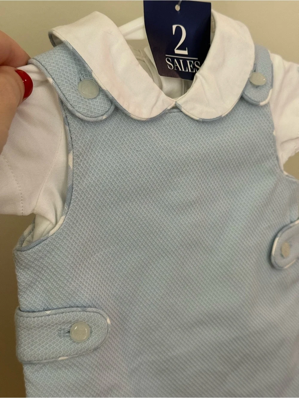 NWT Polo Ralph Lauren Baby Blue 2 Piece Shortall Set 3M SS20 Sample Rare